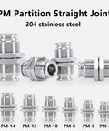 Heavy-Duty Metal Pneumatic Quick Couplings Kit For 4mm, 6mm, 8mm, 10/12/14mm OD Tubing, Straight Push-To-Connect Air Fittings