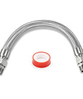 Heavy Duty Stainless Steel Air Compressor Jumper Hose One Inch By Twenty Feet Featuring Flexible Bspp Swivel Couplers And Screw Fit Npt Adapter Inserts, flexible and durable design.