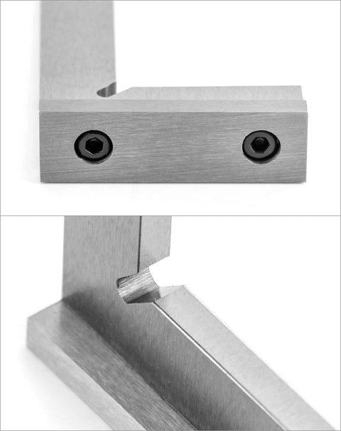 QWORK 3-inch precision machinist square, hardened steel, 90-degree engineer's square with two screws visible.