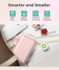 Label Maker With Tape Pack P21 Bluetooth Printer Wireless Slick Mini Label Maker With 3 Tapes And Case Multiple Templates And Icon Font Custom Labels For School Office Home Use Pocket Size Pink shown with accessories and size dimensions.