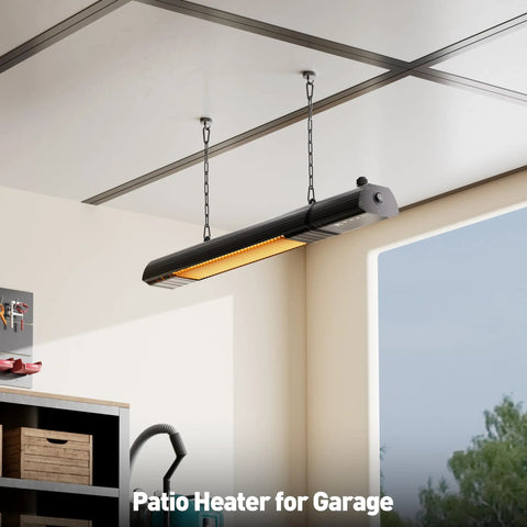WiFi Controlled Infrared Outdoor Heater 1500 Watt Wall Mount Or Ceiling Mount 9 Heat Levels 24 Hour Timer Carbon Fiber Tube