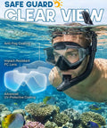 Man using All-In-One Snorkel Mask Set with Dry Snorkel and 180 Degree Panoramic View, Anti-Fog and Anti-Leak Tech in ocean.