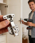 Person installing Stainless Steel Soft Close Cabinet Hinges For Concealed Overlay Doors in a bedroom setting