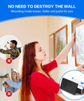 Woman using Double Sided Adhesive Pads Heavy Duty 3mm Foam Tape 48 Pcs Pre Cut Waterproof Mounting Tape For Walls Pictures Car Home Office Holds Up To 2kg Great For DIY Projects And Quick Mounts to hang picture