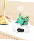 Luxshiny Electric Jewelry Rotating Turntable Display Stand With Smooth Auto-Spin Action For Storefronts And Home Organization showcasing colorful decorative figure on white acrylic base.