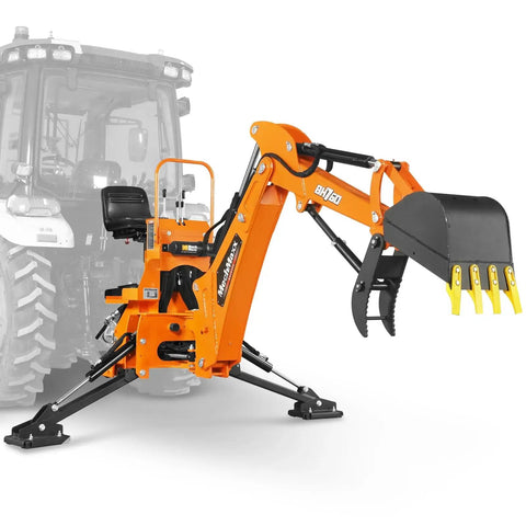 Eight Foot Digging Depth Tractor Backhoe Attachment Heavy Duty With Mechanical Thumb 15 Inch Bucket BH760M