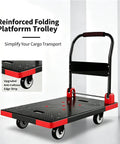 Heavy Duty Push Cart Dolly Platform Truck Hand Truck With Foldable Flatbed High Capacity Moving Cart For Boxes with 35.4 x 23.6 in platform