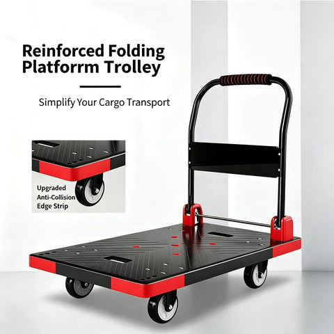 Heavy Duty Push Cart Dolly Platform Truck Hand Truck With Foldable Flatbed High Capacity Moving Cart For Boxes with 35.4 x 23.6 in platform