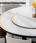 Large Lazy Susan Turntable Slate Marble Texture Rotating Tray Round Serving Tray 12mm Thick Brown 100cm on dining table
