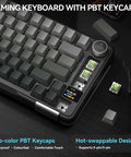 Hella Smooth Tri Mode Wireless Mechanical Keyboard With Smart Lcd Panel And Twist Knob Compact Seventy Five Design, featuring PBT keycaps.