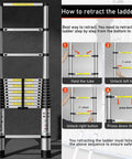 Lightweight Aluminum Telescoping Ladder 10.5 Ft Easy Fold Non Slip Feet Portable Collapsible Extension Ladder instructional guide