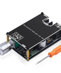Bluetooth Enabled Mono Power Amplifier Module 100W For DIY Audio Projects With TPA3116D2 Chip, compact black PCB with knob and screwdriver