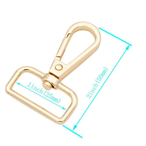 Hella Sturdy 15 Pack Solid Zinc Alloy D Ring Swivel Lobster Claw Clasp Hardware For Crafting Lanyards Bag Straps And Outdoor Gear Attachments Anti Rust Gold Finish Trigger Clip measuring 2x1 inch.