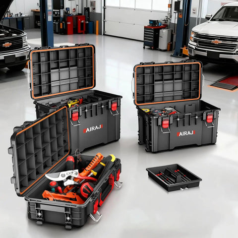 Heavy Duty Rolling Tool Box With Wheels, Stackable Organizing Rack, Ultra Resin Shell Built Like A Tank For Any Mean Crew Stash Always