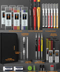 Job Site Ready And No Nonsense Carpentry Marking Kit Featuring A Kick-Ass Tool Bundle with pencils, markers, and scribe tools.
