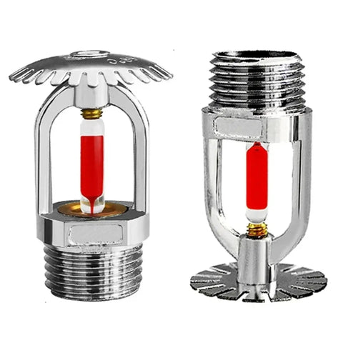 Heavy Duty Fire Sprinkler Head 68C 155F Activation 3 4 Inch Connection upright setup showing polished chrome and red glass bulb.