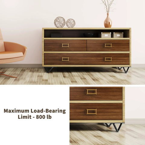 Heavy Duty Hairpin Legs For Furniture Set Of 4 Black Metal 2 Inch 800 Lb Capacity For Sofa Dresser Nightstand Cabinet TV Stand Shoe Cabinet With Rubber Floor Protectors And Included Screws supporting wooden cabinet