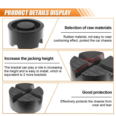 Heavy Duty Rubber Cross Slotted Jack Adapter Puck Pad With Anti Slip Pinch Weld Side Support Block For Universal Car Lifts And Floor Jacks Ensuring Maximum Stability During Vehicle Repair Projects - rubber material for chassis protection