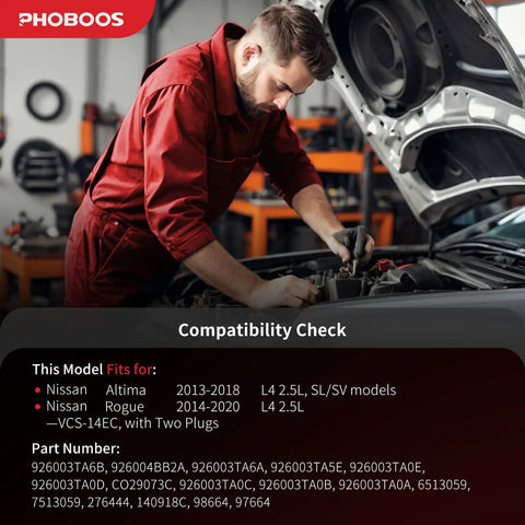 Mechanic checking engine components of Nissan Altima and Rogue models for Heavy Duty AC Compressor With Clutch.
