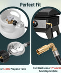 Six-Foot Propane Adapter Hose For Blackstone 17 And 22 Inch Tabletop Griddles With 90 Degree Elbow Connects To Large Propane Tanks