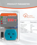 Heavy-Duty 20A 4400W Surge Protector With Smart Circuit Plug And Outlet Saver For Refrigerator And AC, close-up view