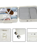 18 Inch Underseat Carry On Luggage With Wheels Lightweight Hard Shell Suitcase For Weekender Trips 180 Degree Top Opening