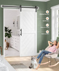 32 By 84 Inch Sliding Barn Door With Hardware Kit And Handle Included, Solid MDF Slab Covered In Waterproof And Scratch Resistant PVC