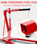 Heavy Duty 2 Ton 4400 Lbs Engine Hoist Folding Alloy Steel Cherry Picker showing 2.5mm thickened steel plate for durability.