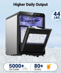 Party Ready Nugget Ice Maker For Countertop With 44 Lbs Per Day And 5 Minute Ice Ready, ice cubes spilling from dispenser