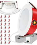 24 Pack 6 Inch Led Recessed Downlights 2 Hr Fire Rated Wet Ic Certified Dimmable Wafer Ceiling Lights shown with installation components.