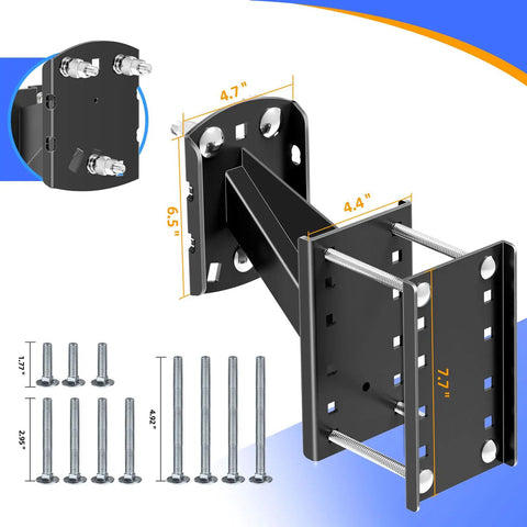 Heavy Duty Spare Tire Mount Bracket For Trailers And Carriers, 300 Lb Capacity, side view with measurements and bolts shown