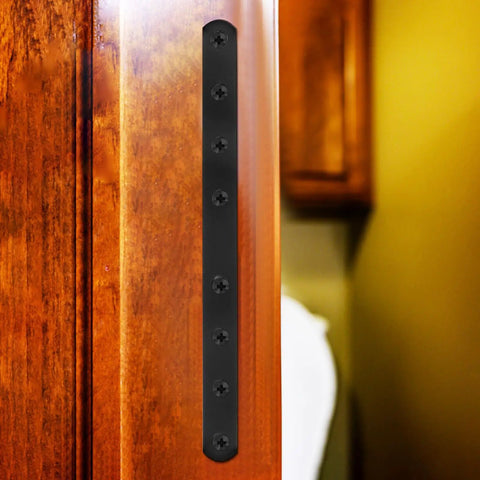 4 Pcs Stainless Steel Straight Brace Plates Black Flat Metal Brackets for Wood With Easy Installation and Versatile Use