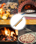 Long Reach Pizza Oven Cleaning Brush With Stainless Steel Scraper And Screwdriver 21 Inch Handle No Scratch Brass Bristles