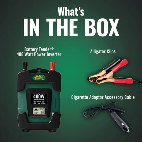 Top Rated 400 Watt Dc To Ac Power Inverter For Cars Rvs And Trailers Features Dual Ac Outlets Plus Two Usb Ports That Hella Crush Your Weekend Trips While The Smart Lcd Panel Monitors Real Time Voltage with alligator clips and cigarette adapter.