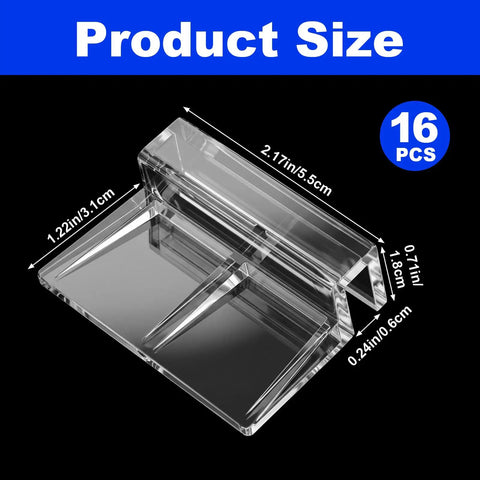 Slick Clear Aquarium Lid Clips 16 Piece Set For Rimless Fish Tank Glass Covers And Acrylic Hoods showing size dimensions.