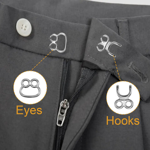 Top Shelf Sewing Hooks And Eyes Replacement Kit For Garments, Durable Metal Clothing Clasps for coats and trousers.