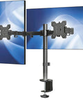Rock Solid Dual Monitor Desk Mount For 13 To 30 Inch Screens Up To 22 Lbs Each, Heavy Duty Steel Arm With C Clamp Or Grommet, Black