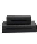 Two Piece Black Shagreen Faux Leather Jewelry Box Set With Velvet Lined Keepsake Organizers Engineered Wood Storage Boxes Stacked