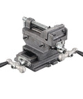 Heavy Duty 3 Inch Bench Vise With Reinforced Cast Iron Base And Powder Metallurgy Jaws For Milling Drilling Machines Smooth Grip Workholding Tool on a flat surface