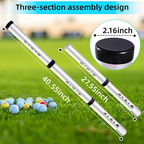 Aluminum Alloy Golf Ball Retriever With Storage Bag, Detachable Pick Up Tube, Holds 24 Golf Balls, length measurement details
