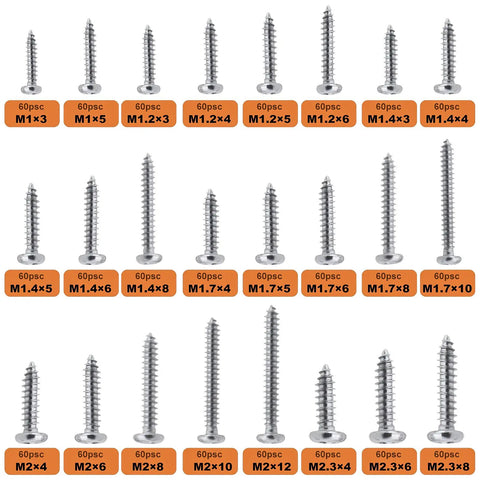 Must Have 1440 Pcs Mini Screws Self Tapping Phillips Pan Head Micro Screws For Small Electronics Sizes M1 Through M2 Variety