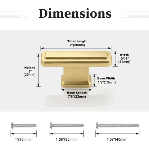 Dimensions of Six Pack Brushed Gold Cabinet Pulls With Single Hole Design Built Like A Tank Heavy Duty Zinc Alloy Drawer Handles