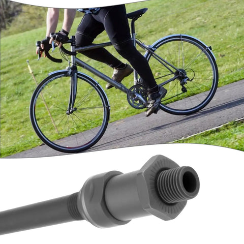 Cyclist on road bike with 10mm Hollow Rear Axle For MTB And Road Bikes 145mm Length Steel Replacement Upgrade visible below