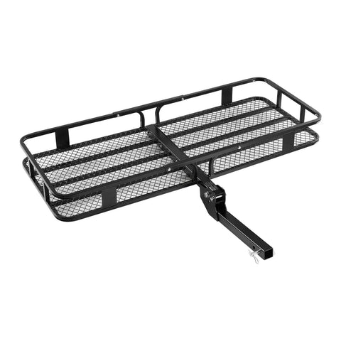 Foldable Hitch Carrier 60x24x6 Inch With 500lb Capacity, Waterproof Gear Basket For 2-Inch Hitch Receiver, black steel design