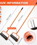 Size diagram of Push Lawn Aerator 21 Inch Tool with preassembled spikes and 75 inch adjustable handle in orange finish