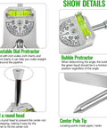 Heavy Duty Stainless Steel Pipe Center Finder Punch With Adjustable Dial Bubble Protractor features clear level and angle markings.