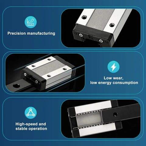 Precision view of 450mm MGN12 Linear Sliding Rail Kit with MGN12H carriage for CNC and 3D printers highlighting manufacturing details.