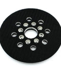 4 Pack 5 Inch Orbital Sander Replacement Pads With Snap-On Soft Interface For Ex125-1AE GEX125-1AE Sanders showing black hook and loop back.