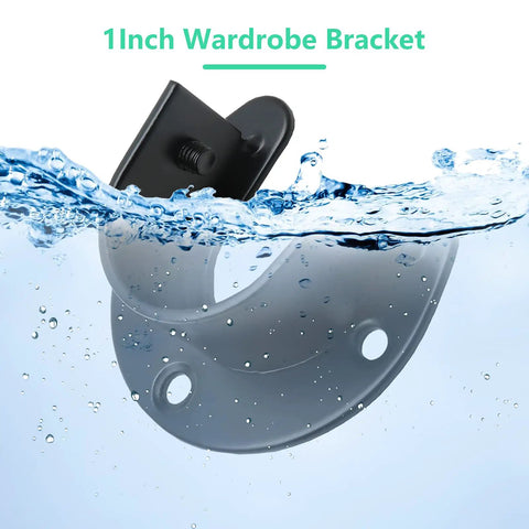 Black Closet Rod End Brackets For 1 Inch Rods Two Pack With U Shaped Socket Easy Install Includes Mounting Screws And Wall Anchors Adjustable Screws Fits 1.57 Inch And 1.18 Inch Hole Spacing, black 1-inch wardrobe bracket