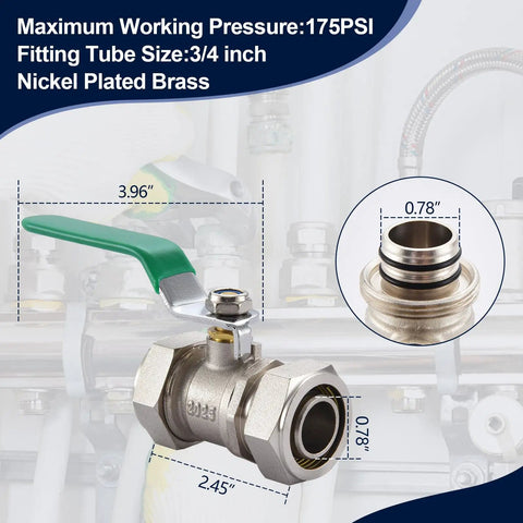 3/4 Inch Nickel Plated Brass Ball Valve For Air Lines In Line Shut Off Fittings Workhorse For Your Shop Garage Compressed Air